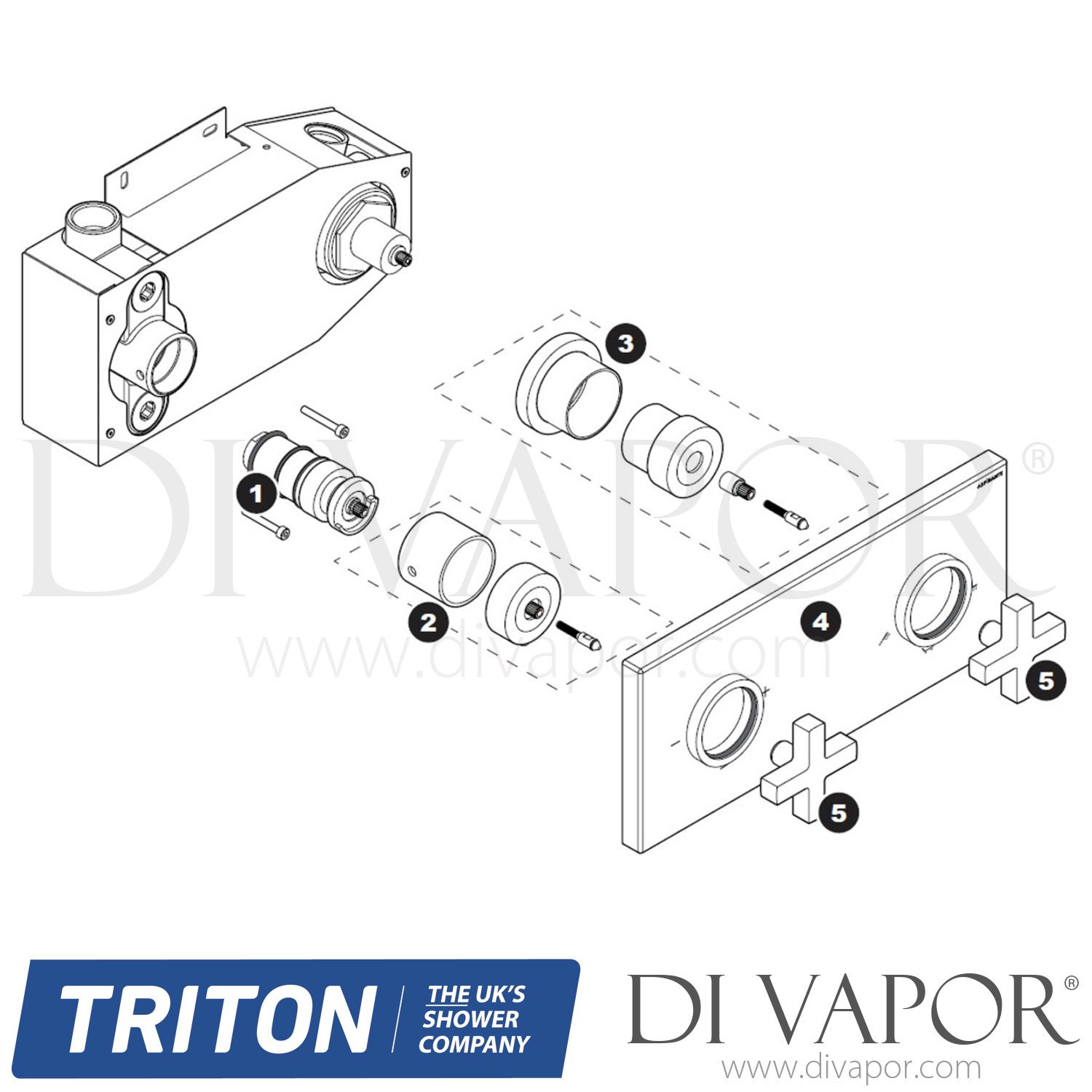 Triton Sorgente Built-In Thermostatic Dual Control Mixer Shower with Diverter Spare Parts - TR DV 557
