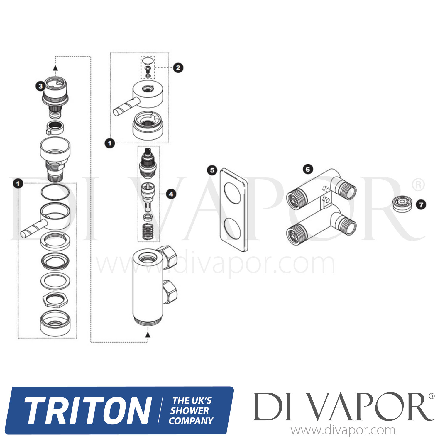 Triton Thames Thermostatic Vertical Mixer Shower Shower Spare Parts - TR DV 569