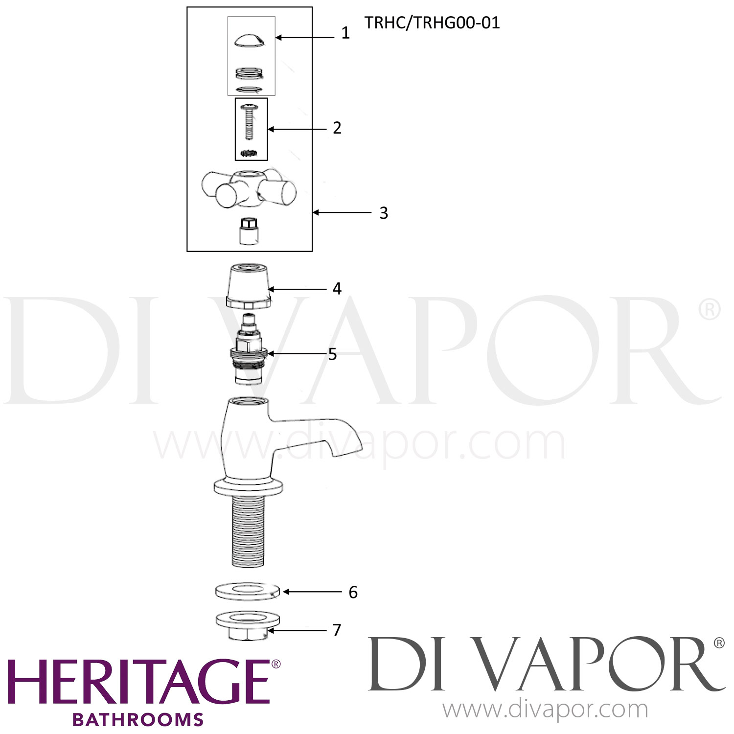 Heritage TRHC01 Ryde Bath Pillar Taps Spare Parts