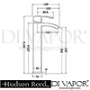 Hudson Reed Ultra Vibe Mixer Without Waste Tap Dimension