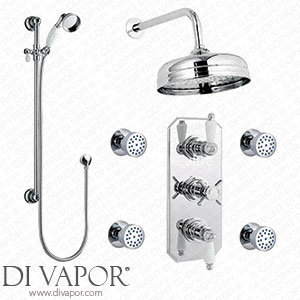 Victorian Plumbing Traditional Triple Concealed Shower Valve with Diverter 8 Fixed Shower Head 4 Body Jets & Slider - TSP1 - Spare Parts