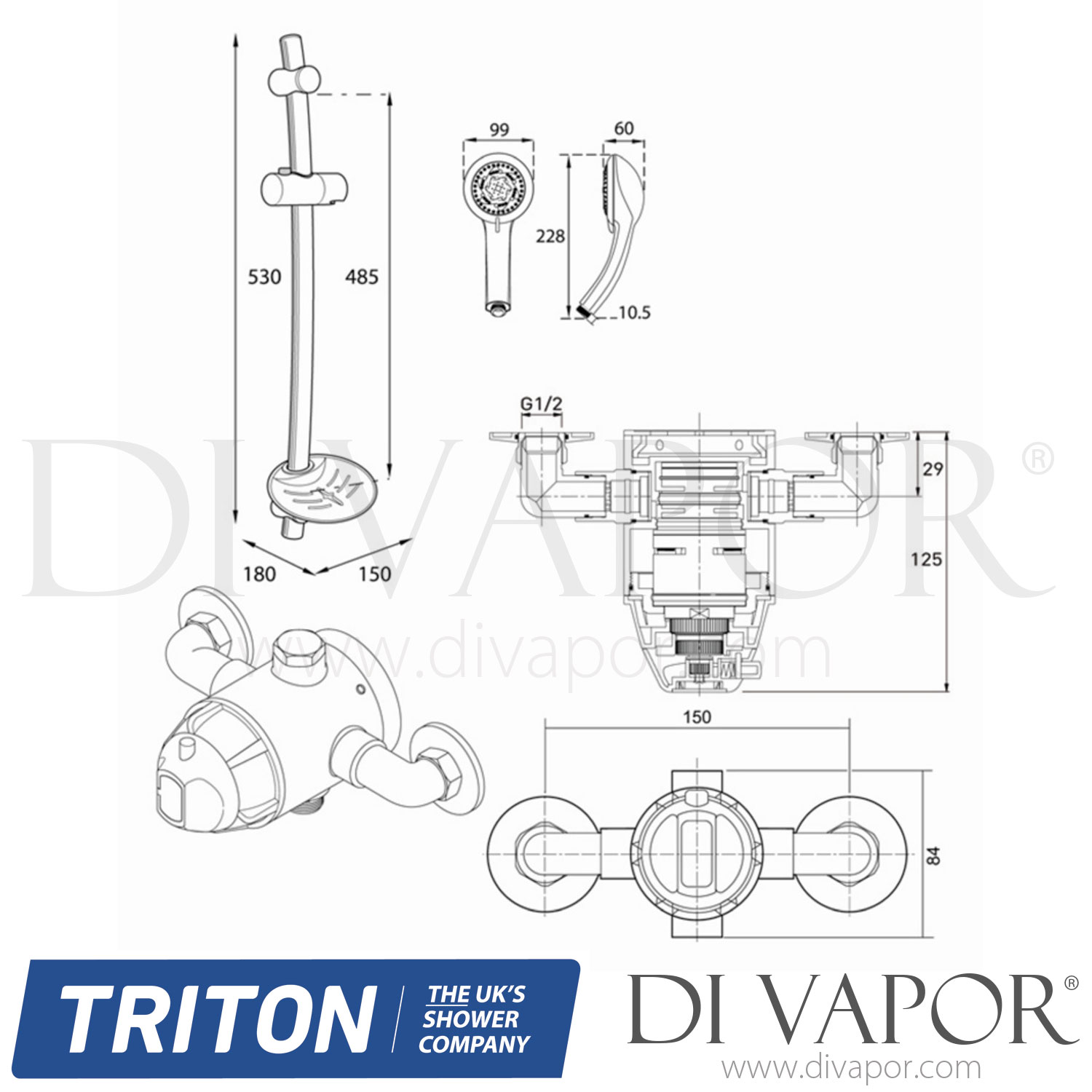 Triton UNDATHCM Dart Mixer Shower Spare Parts