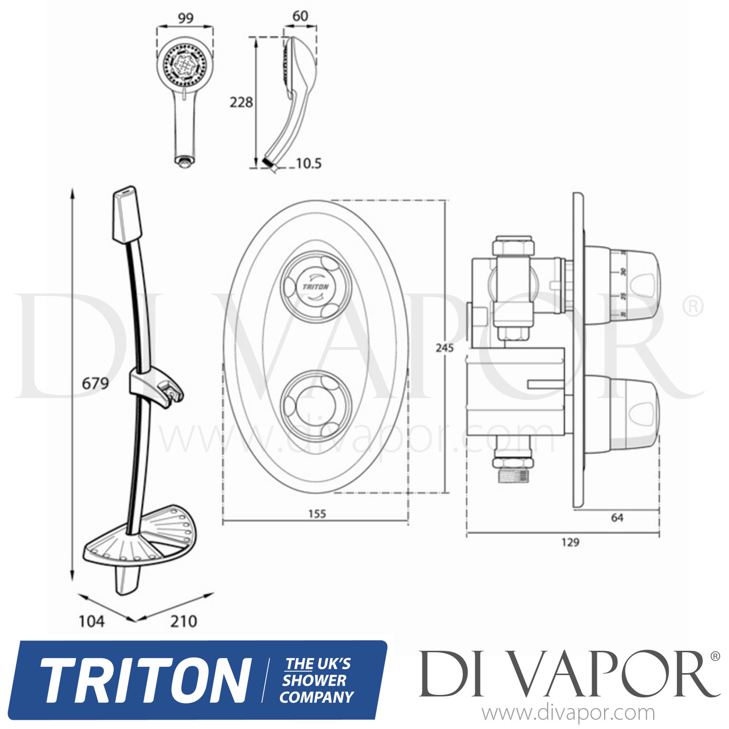 Triton UNHUDCMX Humber Unichrome Builtin Thermostatic Mixer with