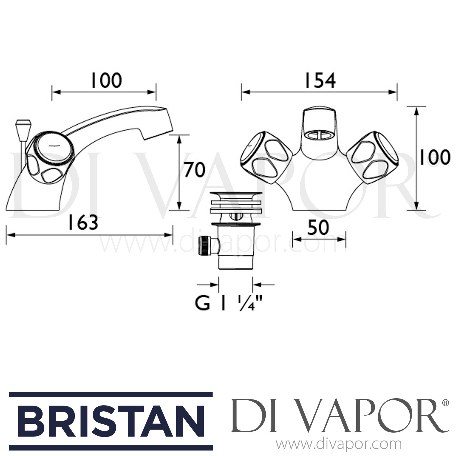 Bristan Club Waschtischarmatur Mit Metallgriffen – Verchromt, Klassisches Design & Einfache Montage