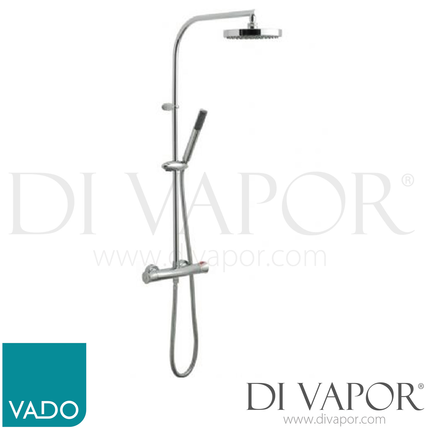 VADO VEL149/RRK/DIVC/P Velo Thermostatic Valve with Rigid Riser