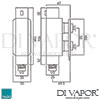 VADO Velo square Shower Valve with Diverter Dimension