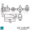 VADO Victoriana 2 Way Bath Shower Mixer Dimension