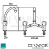 VADO Warwick Adjustable Bridge Mixer Dimension