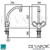 VADO Warwick Mono Kitchen Tap Deck Mounted Dimension