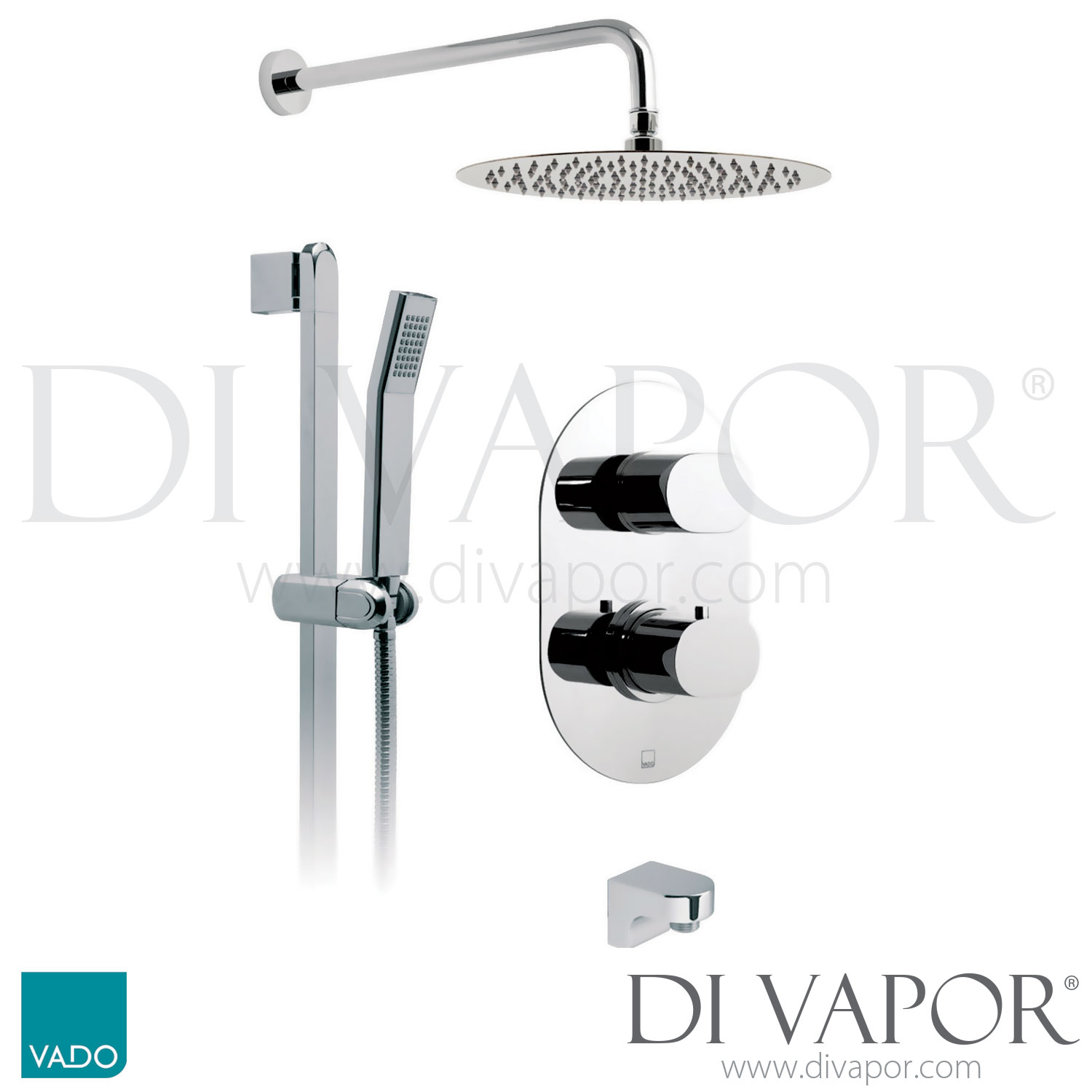 VADO WGLIFBOX/2C/P Life Oval Concealed 2 Outlet Thermostatic Shower