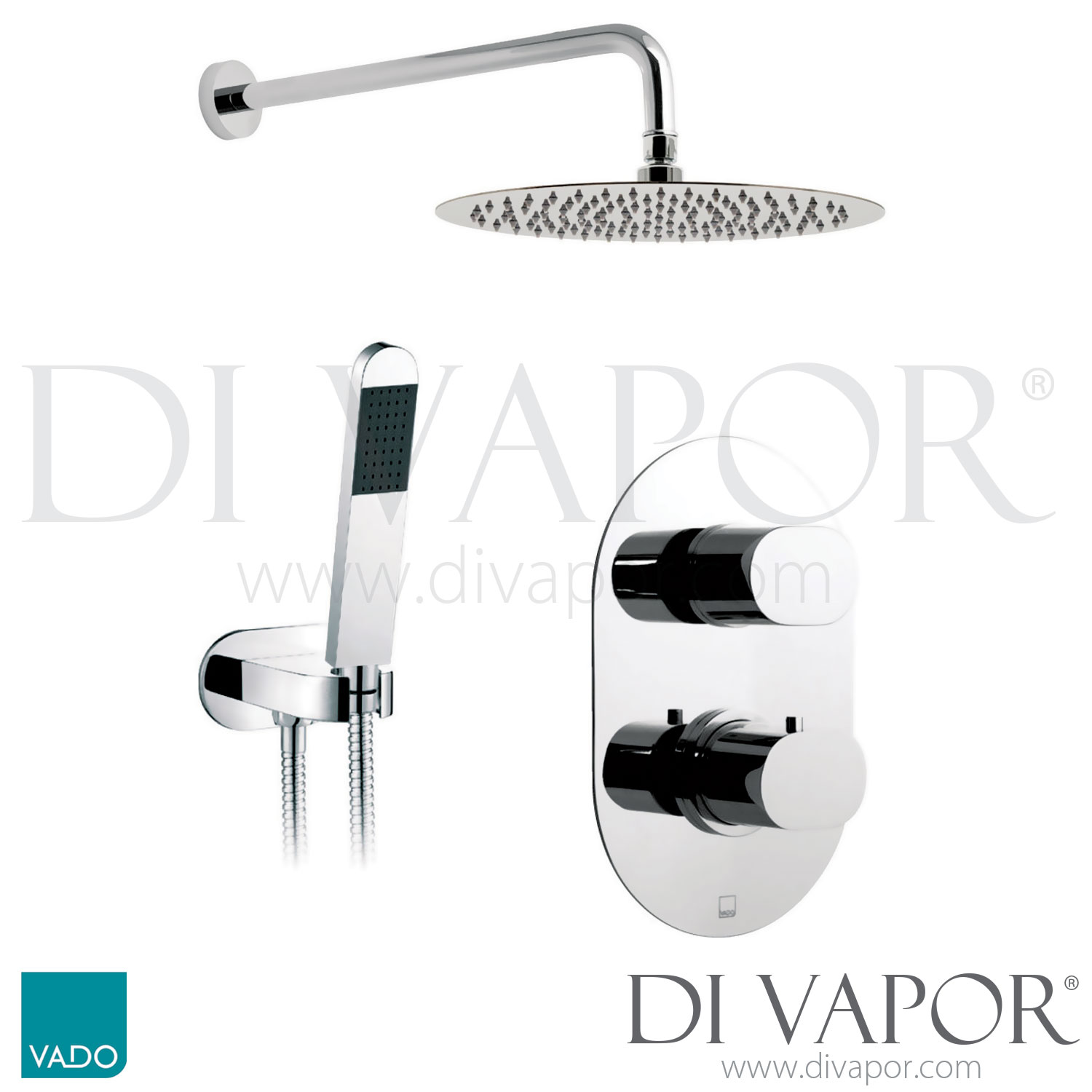 VADO WGLIFBOX/4C/P Life Oval Concealed 2 Outlet Thermostatic Shower