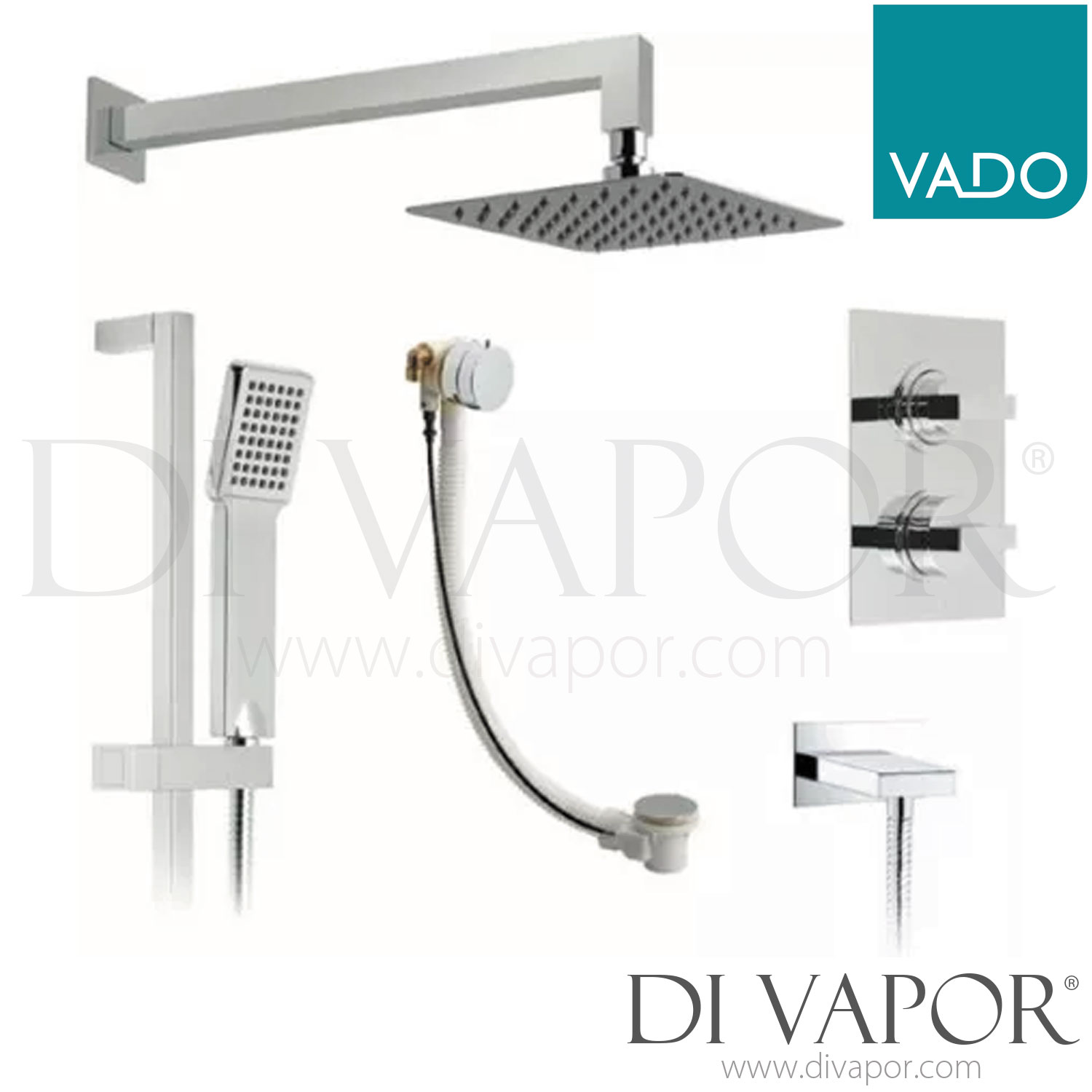 VADO WGNOTBOX/3C/P Notion Concealed 3 Outlet 2 Handle Thermostatic