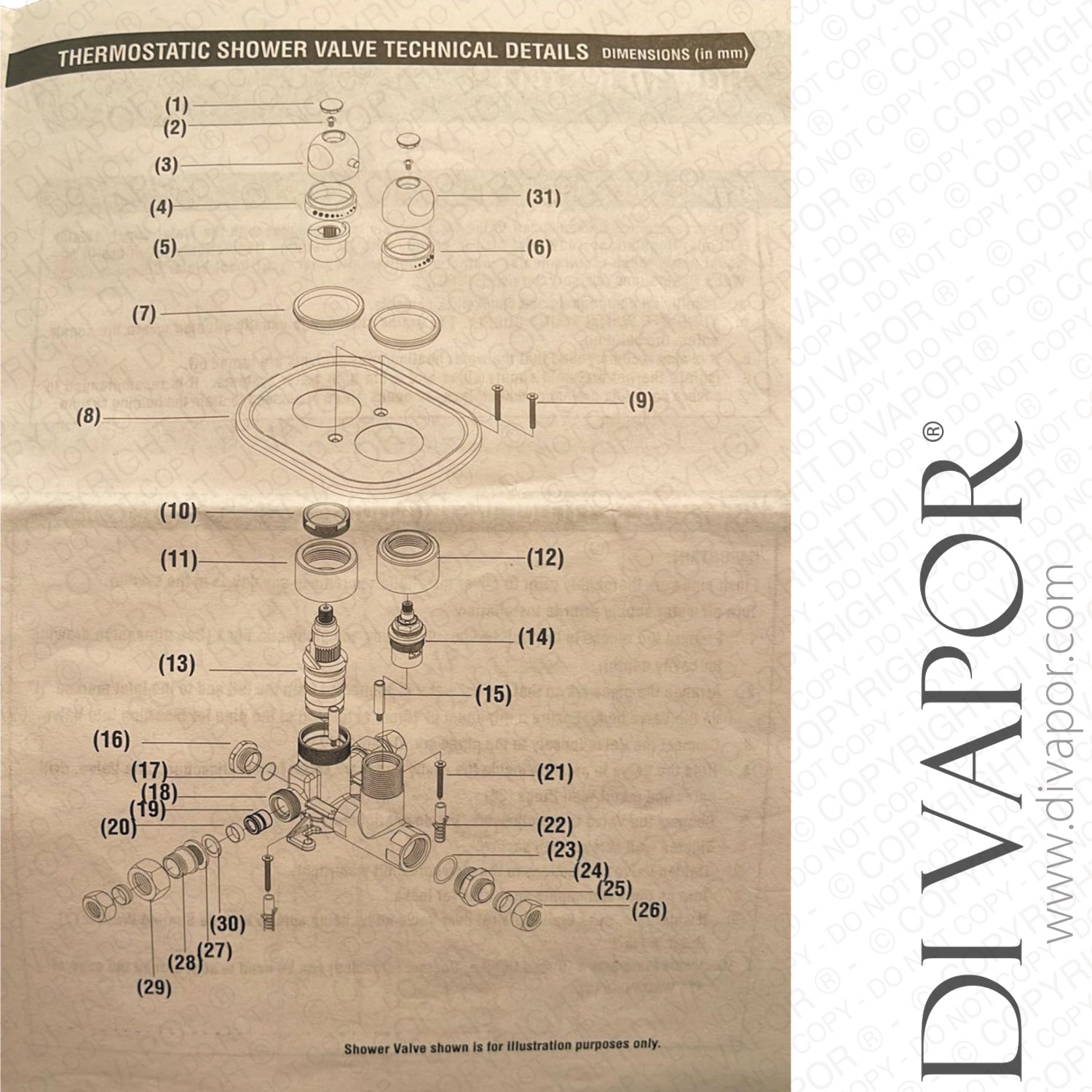 Wickes W INST 250 Thermostatic Shower Valve Thermostatic Cartridge