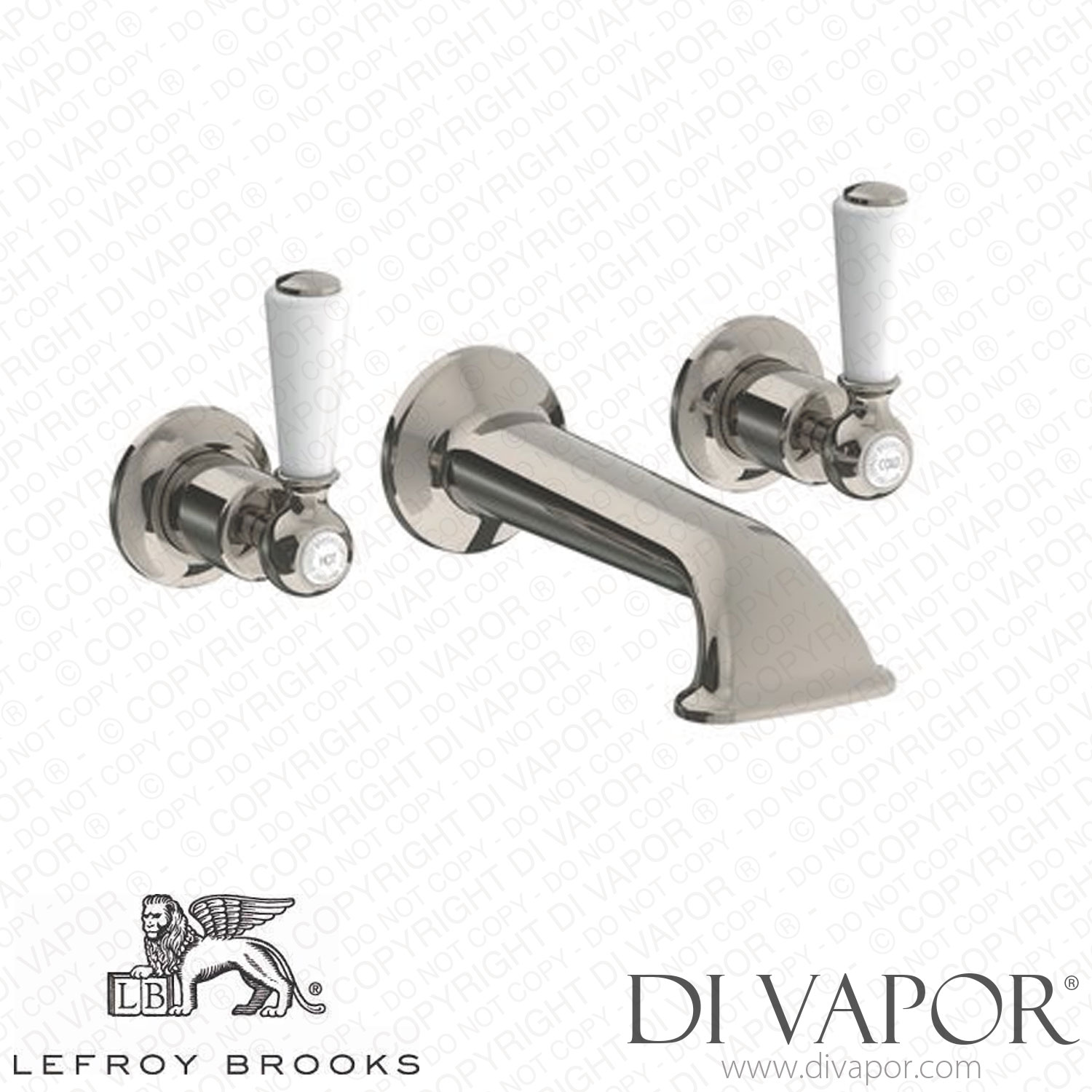 Lefroy Brooks CLASSIC WALL BATH FILLER WITH WHITE LEVERS (WL 1152