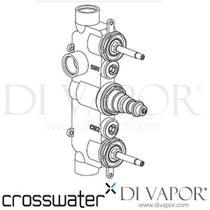 Crosswater WLBP2000R+ 2 Outlet Thermostatic Valve Body (No Collars) Portrait Spare Parts