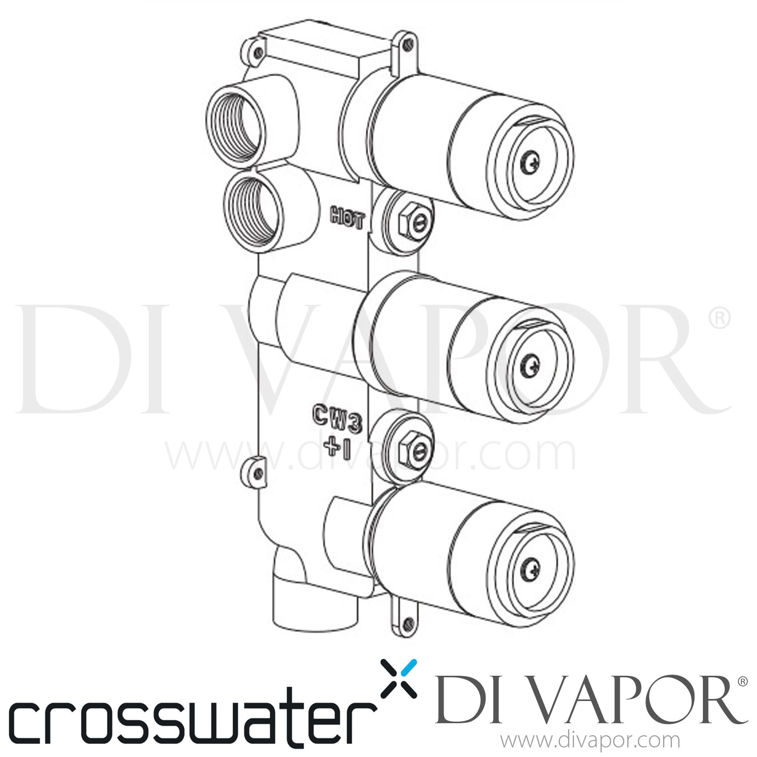 Crosswater WLBP3000R+ 3 Outlet Thermostatic Shower Valve Body (No