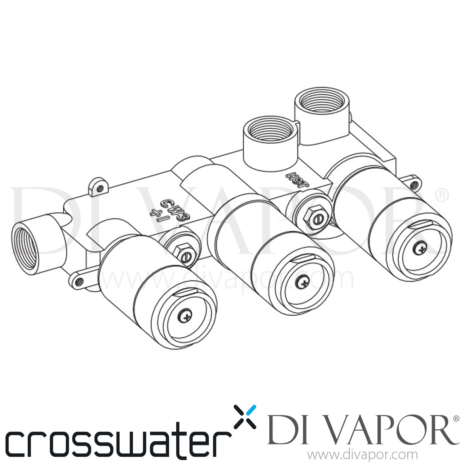 Crosswater WLBP3001R+ 3 Outlet Thermostatic Shower Valve Body (No