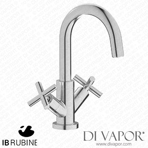 IB Rubinetti WO205SS Wow Monohole Washbasin Mixer with Two Handles Complete with Drain Spare Parts