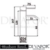 Hudson Reed Ultra Series W Mini Basin Mixer Push Button Waste Tap Dimension