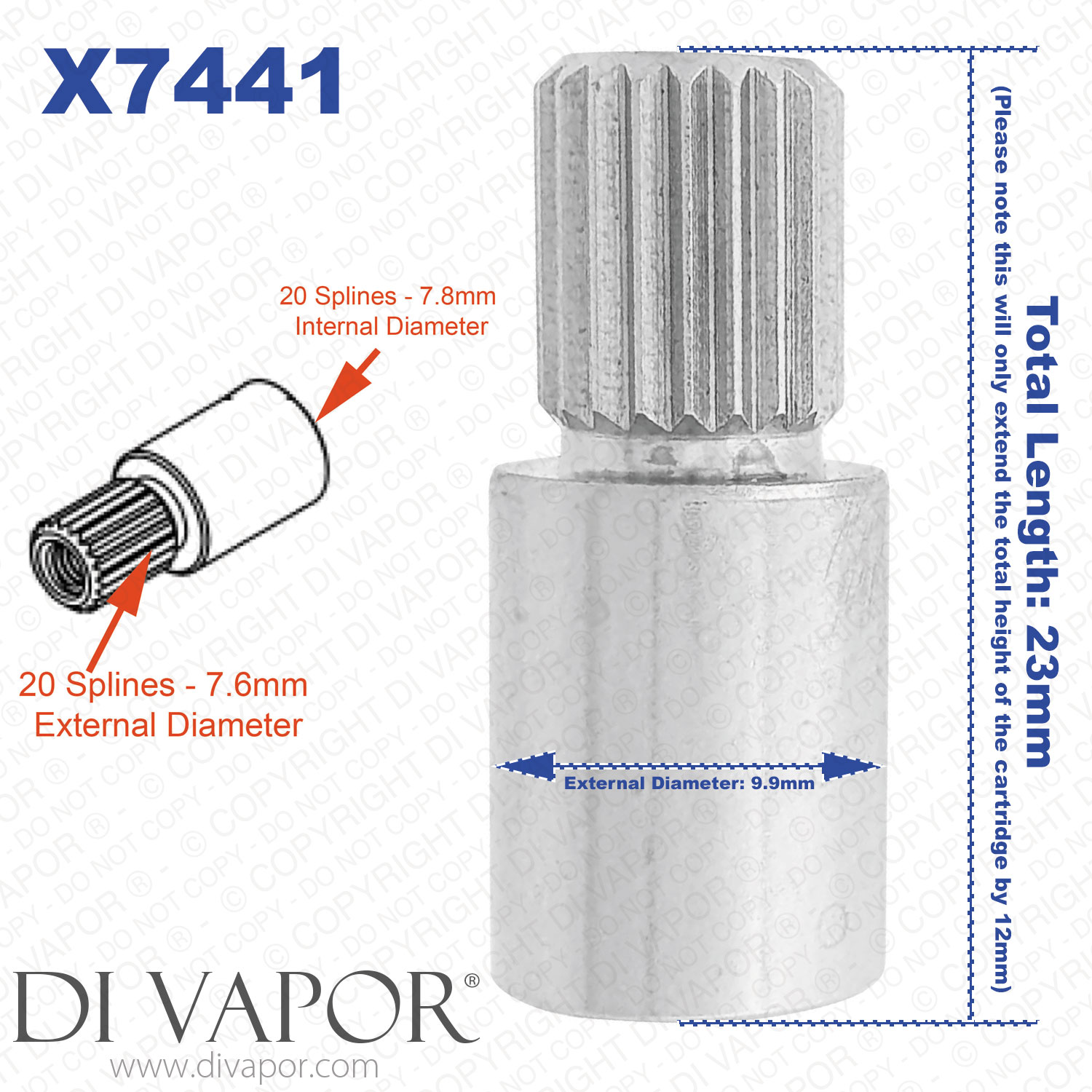 12mm Cartridge  Spindle Extender Adapter - 20  to 20 