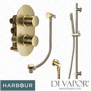 Harbour Clarity Brushed Brass Shower Package with 2 Outlet Valve Spare Parts