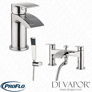 Proflow Tiera Basin Mixer with Clicker Waste & Bath Shower Mixer Value Pack Spare Parts