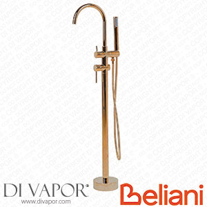 Beliani Modern Freestanding Bath Tap Mixer Tap Brass Gloss Copper Tugela Spare Parts