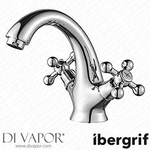 Ibergrif Lucca Dual Lever Traditional Basin Mixer Vintage Bathroom Tap Chrome Spare Parts
