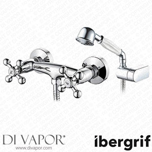 Ibergrif Lucca - Shower Mixer with Dual Lever Classical Bath Tap Set Chrome Spare Parts