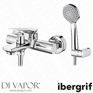 Ibergrif M13004 Praga-Single Lever Bath-Shower Mixer Tap Set with Handset Chrome Silver Spare Parts