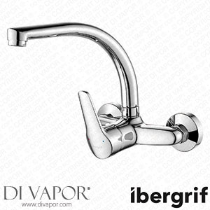 Ibergrif M16350 Wall Mounted Kitchen Tap Single Lever Mixer Tap 360 ? Rotation Sink Tap with Adjustable Mounting Hole (130Mm-170Mm) Brass Chromed Spare Parts
