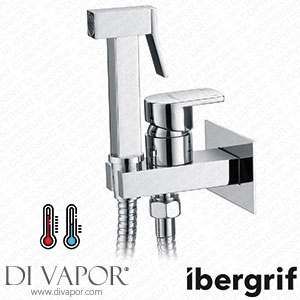 Ibergrif M22019 - Muslim Shower Mixer Kit Hot and Cold Bidet Spray with Shattaf Sprayer Hose Pipe Chrome Silver Spare Parts