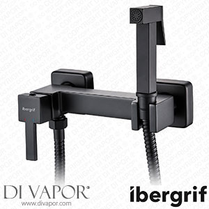 Ibergrif - Wall Bidet Mixer Shower Set Square Hot and Cold Bidet Tap with Shattaf Sprayer Spare Parts