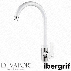 Ibergrif White Kitchen Tap with High Spout Sink Mixer with 360 Degree Rotation Spout Stainless Spare Parts
