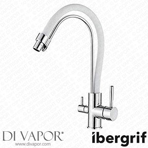 Ibergrif Kitchen Tap with Flexible Spout 3 In 1 Sprayer for Sink Mixer and Water Filter Purifier White Spare Parts