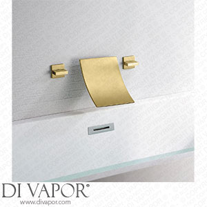 SUMERAIN Waterfall Tub Tap High Flow Wall Mount Bathtub Tap Filler Two Handles Brushed Gold Finish Spare Parts