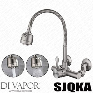Sjqka-Food Grade 304 Stainless Steel Wall Mounted Tap Kitchen Wall 360? Rotatable Single Lever Mixer Eccentric S-Connections Distance Between Mounting Holes 63Mm - 240 Mm Spare Parts