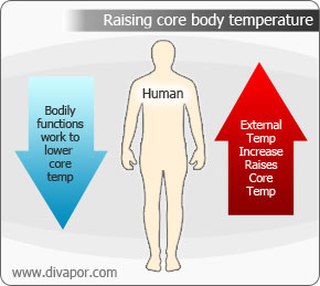 Increase core body temperature